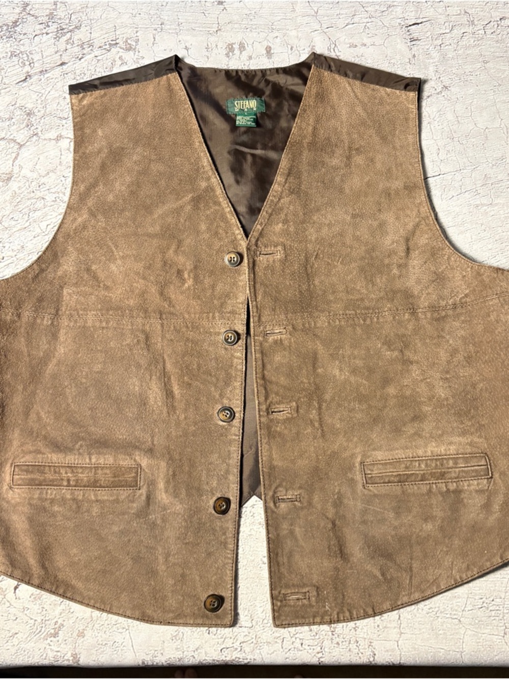 Stefano Men’s Leather Vest, Size Large